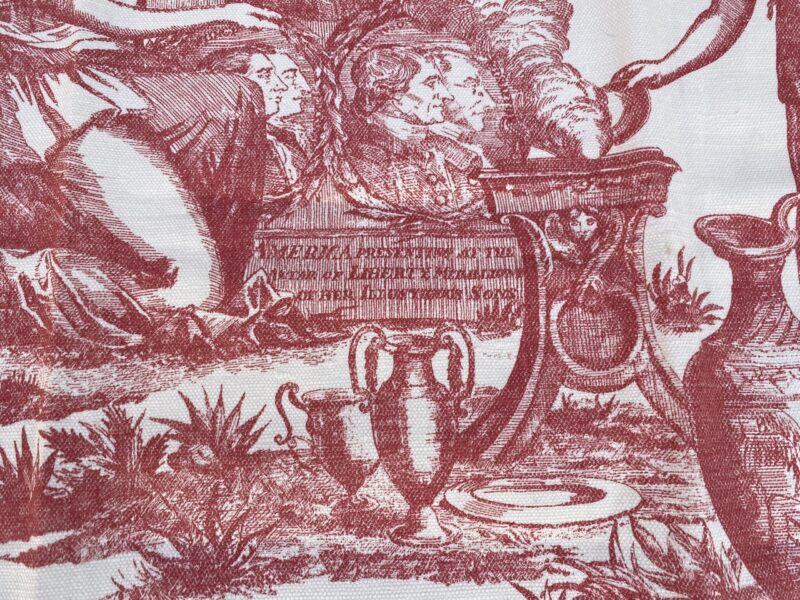 IMG_0935 5 Berkbox70 Scalamandre  The Altar of Liberty Print Red & White Washington Independence War Square 34x30 inches