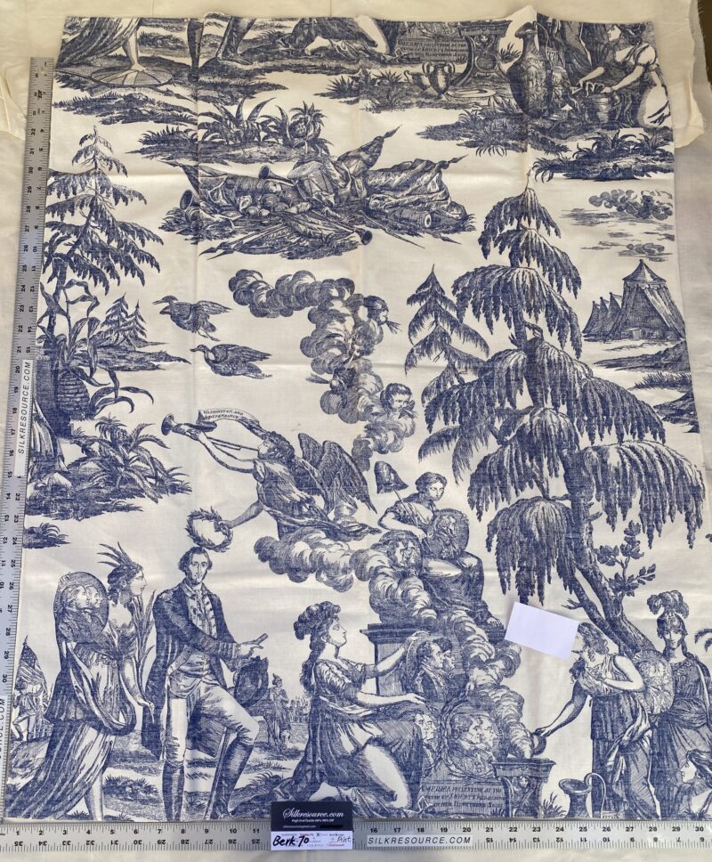 IMG_0936 6 Berkbox70 Scalamandre The Altar of Liberty Washington Independence War Print Blue & White Square 1.1yard x 30 inches