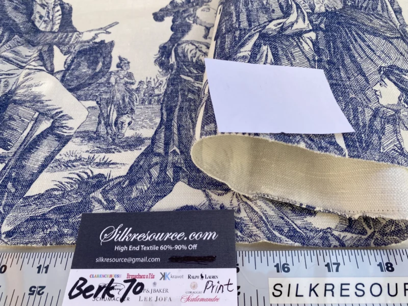 IMG_0937 6 Berkbox70 Scalamandre The Altar of Liberty Washington Independence War Print Blue & White Square 1.1yard x 30 inches