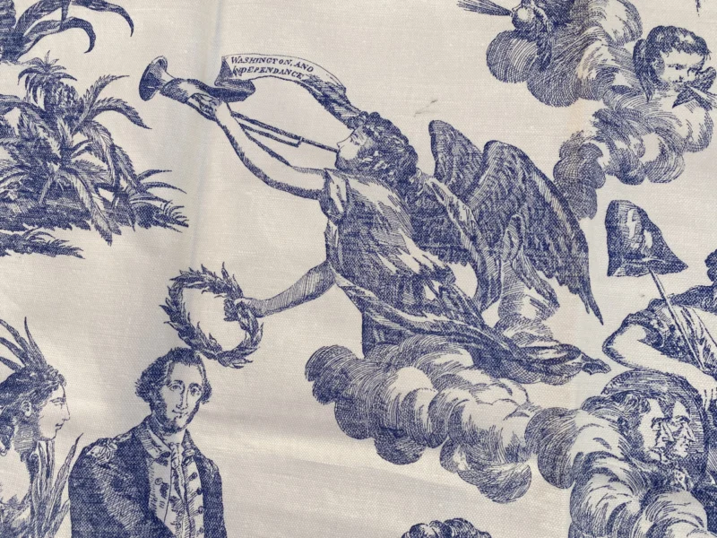 IMG_0938 6 Berkbox70 Scalamandre The Altar of Liberty Washington Independence War Print Blue & White Square 1.1yard x 30 inches