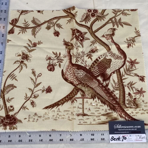 IMG_1028 31 Berkbox70 Scalamandre Bird Trees Pattern Brown on Beige  Square 13 x 16 inches