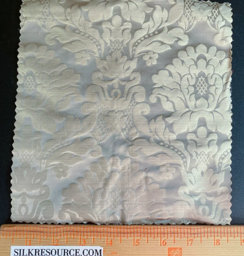 IMG_9926 High End Veranda Renaissance Damask 100% Silk Taupe Beige
