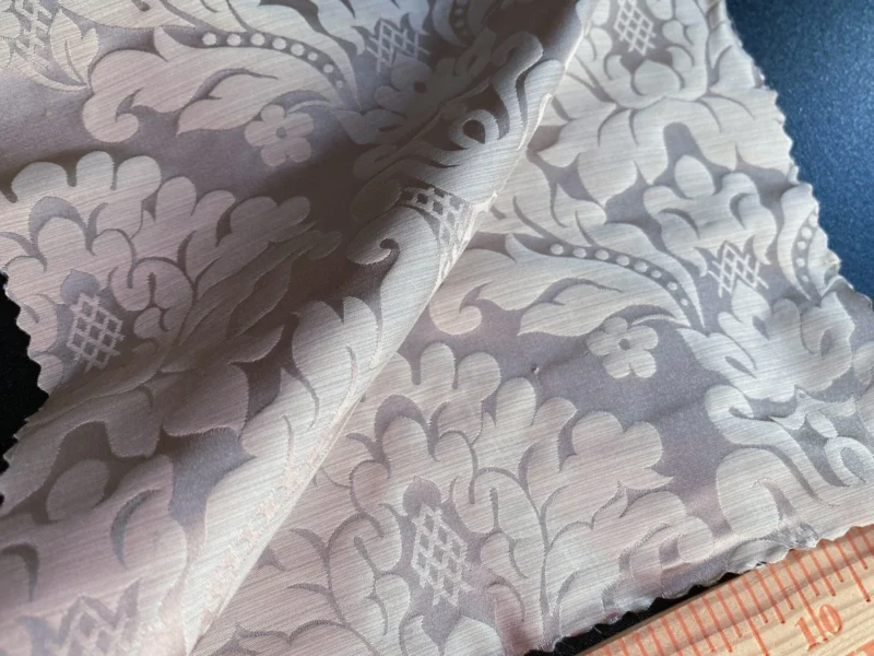 IMG_9927 High End Veranda Renaissance Damask 100% Silk Taupe Beige