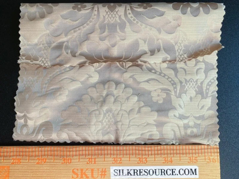 IMG_9928 High End Veranda Renaissance Damask 100% Silk Taupe Beige