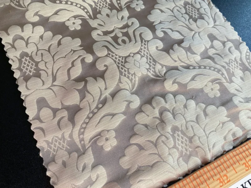 IMG_9929 High End Veranda Renaissance Damask 100% Silk Taupe Beige