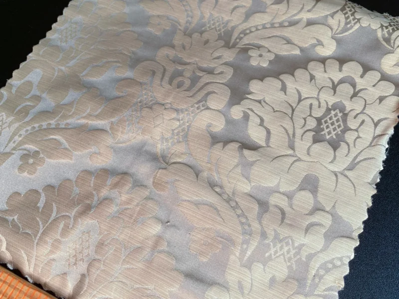 IMG_9930 High End Veranda Renaissance Damask 100% Silk Taupe Beige