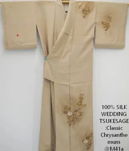 M41a4 High Quality Silk Wedding Tsukesage Classic Chrysanthemum Tan