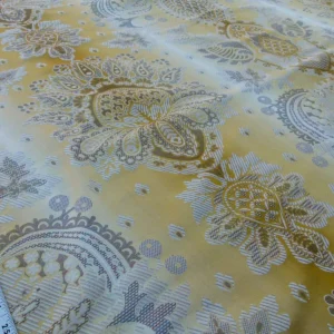 P1030690 Scalamandre Navonna Gold Yellow Neoclassical Silk Lampas Medallion Crest MSRP USD 444/yard  Old World Weavers