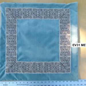 P1130419 label Scalamandre Pillow Case MET Saxony Square Strie Velvet Light Blue Damask Plains Texture 22x22 inches MSRP USD 978/y