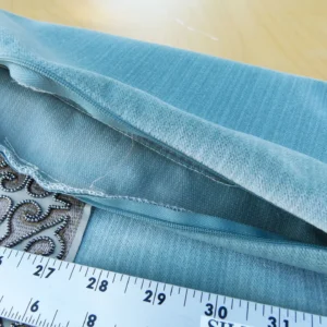 P1130420 Scalamandre Pillow Case MET Saxony Square Strie Velvet Light Blue Damask Plains Texture 22x22 inches MSRP USD 978/y