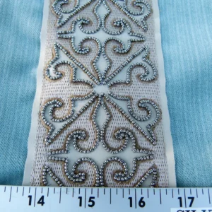 P1130421 Scalamandre Pillow Case MET Saxony Square Strie Velvet Light Blue Damask Plains Texture 22x22 inches MSRP USD 978/y