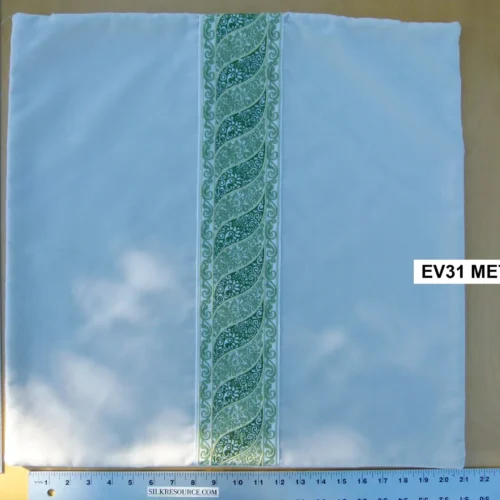 P1130436 label Scalamandre Pillow Case MET Paisley Square Silk Velvet White Green Paisley Plains Solid 22x22 inches MSRP USD 678/y