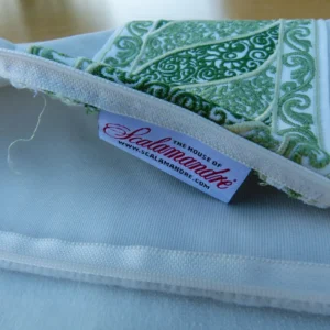 Scalamandre Pillow Case MET Paisley Square Silk Velvet White Green Paisley Plains Solid 22x22 inches MSRP USD 678/y