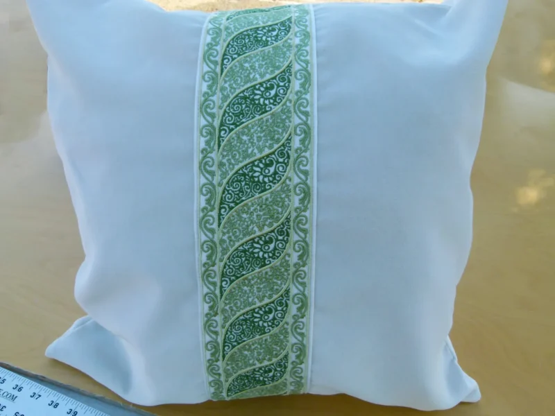 Scalamandre Pillow Case MET Paisley Square Silk Velvet White Green Paisley Plains Solid 22x22 inches MSRP USD 678/y