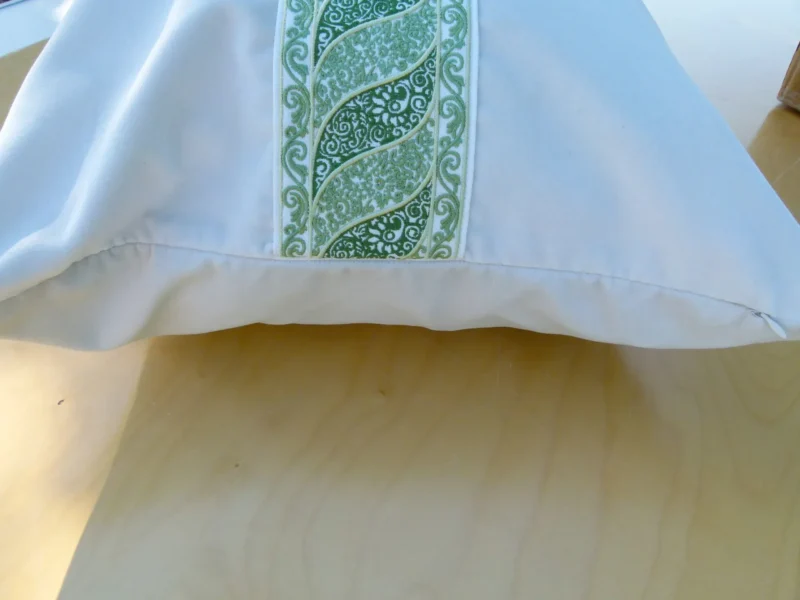 Scalamandre Pillow Case MET Paisley Square Silk Velvet White Green Paisley Plains Solid 22x22 inches MSRP USD 678/y