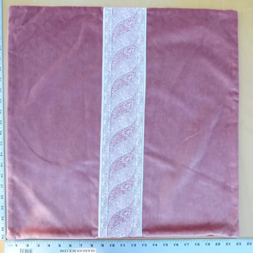 P1130452 Scalamandre Pillow Case MET Paisley Embroidery  Square Silk Velvet Pink Plain Solid 22x22 inches MSRP USD 678+/y