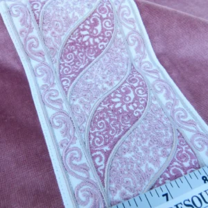 P1130453 Scalamandre Pillow Case MET Paisley Embroidery  Square Silk Velvet Pink Plain Solid 22x22 inches MSRP USD 678+/y