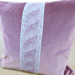 P1130457 Scalamandre Pillow Case MET Paisley Embroidery  Square Silk Velvet Pink Plain Solid 22x22 inches MSRP USD 678+/y