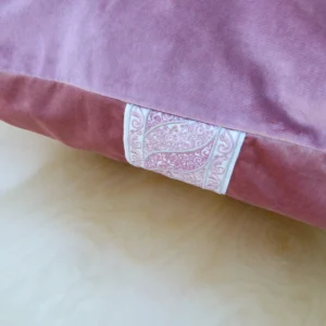 P1130458 Scalamandre Pillow Case MET Paisley Embroidery  Square Silk Velvet Pink Plain Solid 22x22 inches MSRP USD 678+/y
