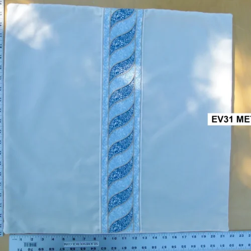 P1130459 label Scalamandre Pillow Case MET Paisley Embroidery  Square Silk Velvet White Blue Plain Solid 22x22 inches MSRP USD 678/y