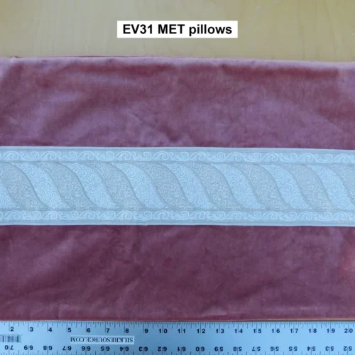 P1130476 label Scalamandre Pillow Case MET Paisley Embroidery  Square Silk Velvet Pink White Plain Solid 23x22 inches MSRP USD 678+/y