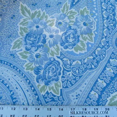 P1130522 Scalamandre Length 2.5y Valeria Azure Blue Paisley Silk Lampas MSRP USD 1100+/y