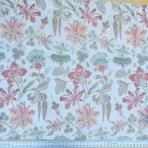 P1130551 Scalamandre Length 1.2Y Rossetta Peach Apricot on White Silk Damask Novelty MSRP USD 1200+/y