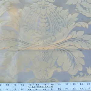 P1130701 Scalamandre Length 1.2y Lelievre Carrousel Aurore Tan Gray Damask MSRP USD 892/y