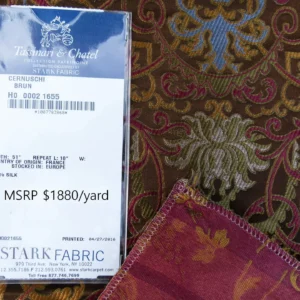 1 EV30 24"x25" Scalamandre Tassinari & Châtel CERNUSCHI  Brun Brown Gold SIlk Lampas Patrimoine Collection MSRP USD2128/y