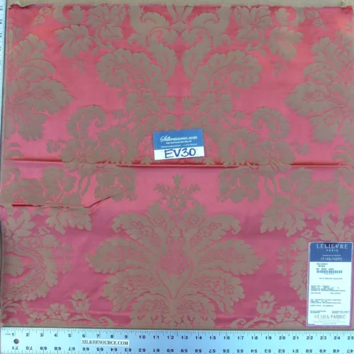 P1130845 37 EV30 Scalamandre Lelievre Collonges Brique Red Gray Cotton Woven Damask Square 23x25 inches