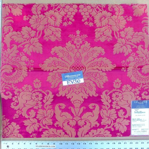 P1130848 38 EV30 Scalamandre Lelievre Collonges Rubis Pink Gold Cotton Embroidery Damask Square 23x25 inches