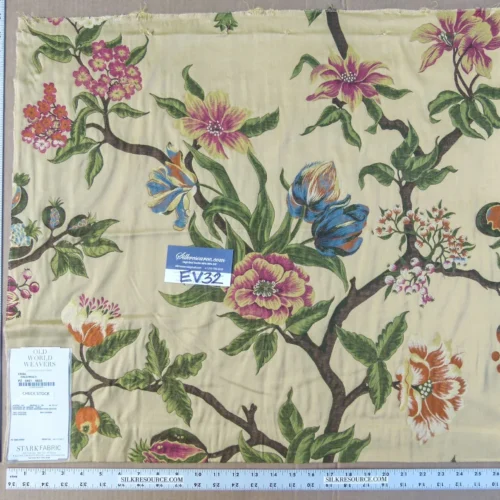 P1140132 10 EV32 Square 24 x 27 inches Scalamandre Old World Weavers Frida Gold/Multi Woven Foliage Yellow MSRP 546/y