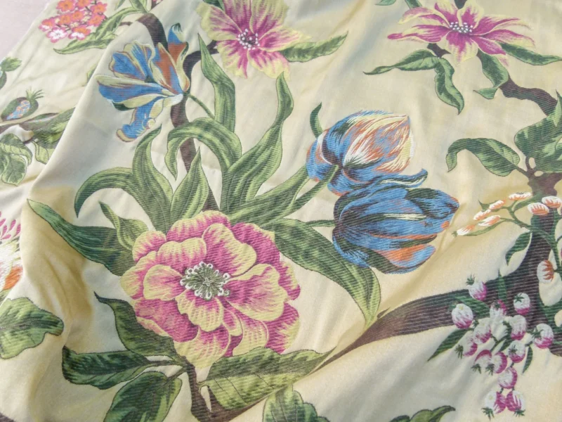 P1140135 10 EV32 Square 24 x 27 inches Scalamandre Old World Weavers Frida Gold/Multi Woven Foliage Yellow MSRP 546/y