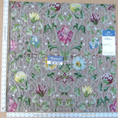 P1140136 11 EV32 Square 25 x 25 inches Scalamandre Tassinari & Chatel Paiva Taupe Fonce  MSRP 2002/y