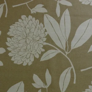 P1300656 6.4YD Duralee Heyward Cotton Tropical Plants Soothing Beige Brown White