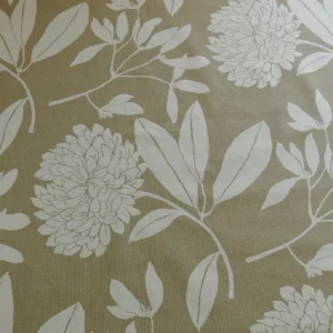 P1300658 6.4YD Duralee Heyward Cotton Tropical Plants Soothing Beige Brown White