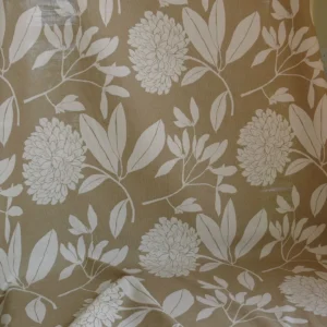 P1300661 6.4YD Duralee Heyward Cotton Tropical Plants Soothing Beige Brown White