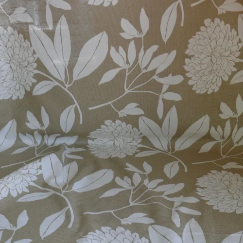 6.4YD Duralee Heyward Cotton Tropical Plants Soothing Beige Brown White