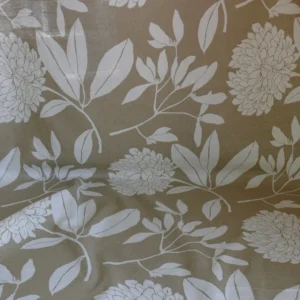 P1300663 6.4YD Duralee Heyward Cotton Tropical Plants Soothing Beige Brown White