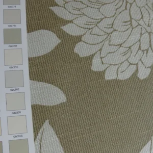 P1300665 6.4YD Duralee Heyward Cotton Tropical Plants Soothing Beige Brown White