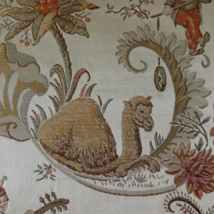 P1320285 Schumacher Chinoiserie Music Garden 100% Silk Lampas Toasted Gold Red "Sesame"