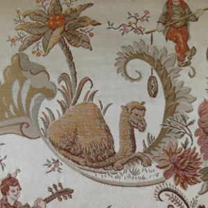 P1320286 Schumacher Chinoiserie Music Garden 100% Silk Lampas Toasted Gold Red "Sesame"