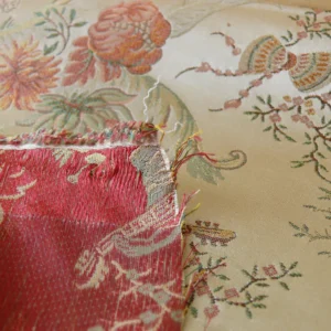 P1320288 Schumacher Chinoiserie Music Garden 100% Silk Lampas Toasted Gold Red "Sesame"