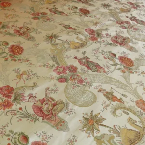 P1320289 Schumacher Chinoiserie Music Garden 100% Silk Lampas Toasted Gold Red "Sesame"