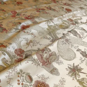 P1320297 Schumacher Chinoiserie Music Garden 100% Silk Lampas Toasted Gold Red "Sesame"