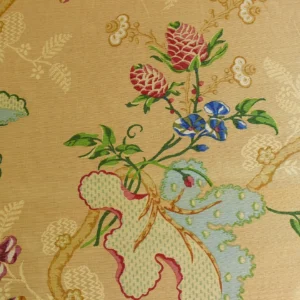 P1320694 By Yard Brunschwig & Fils Fabriano Pine Cone Print Light Butter Yellow Linen Print