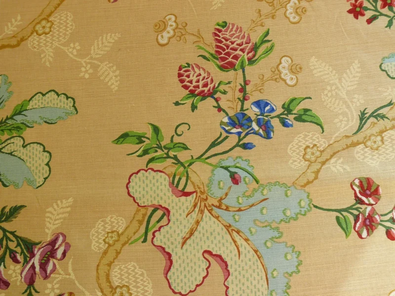 P1320694 By Yard Brunschwig & Fils Fabriano Pine Cone Print Light Butter Yellow Linen Print