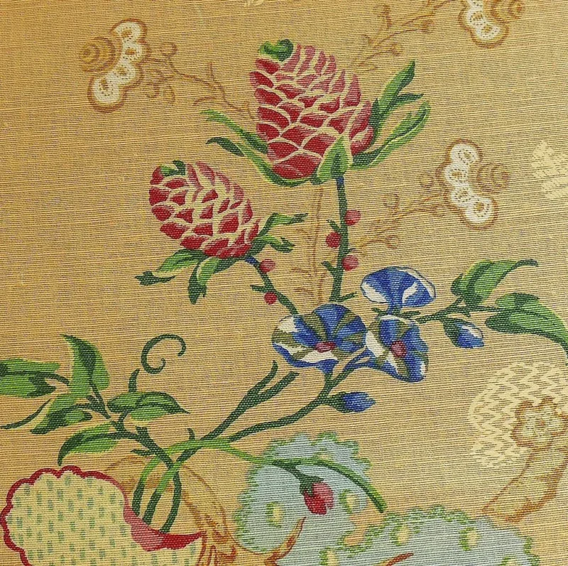 P1320694C By Yard Brunschwig & Fils Fabriano Pine Cone Print Light Butter Yellow Linen Print