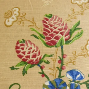 P1320695 By Yard Brunschwig & Fils Fabriano Pine Cone Print Light Butter Yellow Linen Print