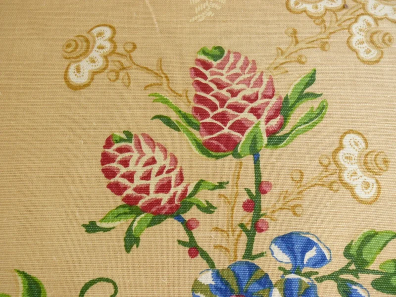 P1320695 By Yard Brunschwig & Fils Fabriano Pine Cone Print Light Butter Yellow Linen Print